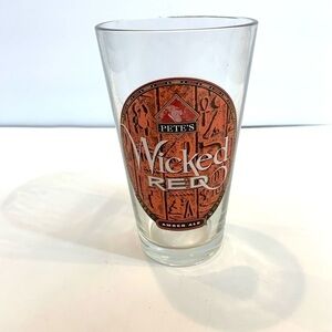 Pete’s Wicked Red Amber Ale Brewery Pint Beer Glass 2005 Retired Bar Man Cave